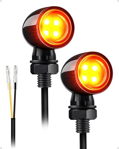 Mini Led Turn Signals Motorcycle Blinkers 4LEDs Amber Front Rear Turn Signals universal bullet signal lights Fit for Honda Yamaha Suzuki Kawasaki Harley Chopper Bobber - color: Amber