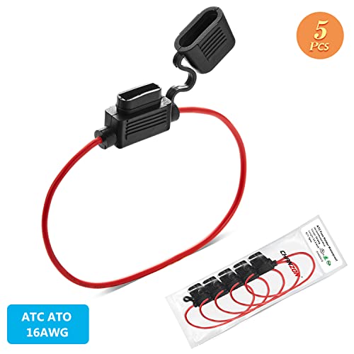 [UL Wire] Chanzon 5Pcs 16awg Standard/ATC/ATO Fuse Holder Waterproof Inline Marine for 20A Blade Fuses Automotive Car Motorcycle - size: B) 16AWG