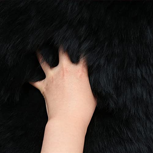 Real Genuine Sheepskin Rug Natural Fur Rug Sheep Skin Rugs Full Sheepskin Rugs Authentic Sheep Skin Throw Lambskin Seat Covers for Chairs Wool Seat Pad Cushion Black (2.3X3.28 ft) - color: 3