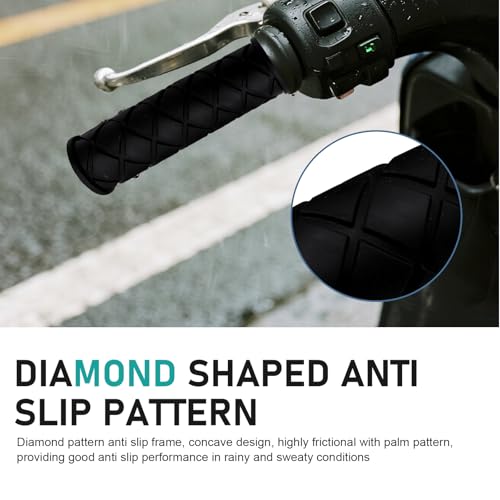 2 PCS Motorcycle Hand Grips, Non Slip Rubber Motorcycle Grips 7/8" 22mm/24mm, Open End Thruster Handlebar Comfort for Motocross Scooter Dirt Bike (Black)