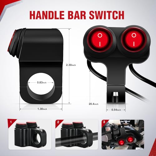 Nilight Motorcycle Handlebar Switch Plug and Play 12V ATV Light Switches Dual Push Button Waterproof ON Off for UTV Driving Lights Fits 22mm Handlebars - color: Motorcycle Handlebar Switch-Dual Control