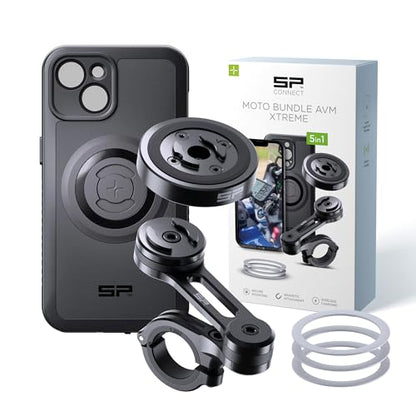 SP CONNECT Moto Bundle II AVM Xtreme | SPC+ |Compatible with iPhone 14/13 | Phone Mount for Motorcycle | Motorcycle Phone Holder | Handlebars - style: for iPhone 14/13