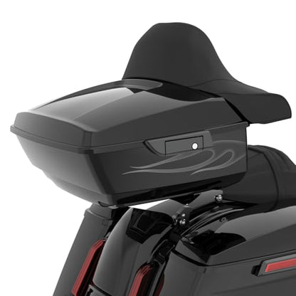 Advanblack 2025 Road Glide King Tour Trunk Pack Black Latch Wrap-Around Backrest Compatible with 1997-2025 Harley Touring Road Glide, Street Glide, Electra Glide (Midnight Firestorm) - color: Midnight Firestorm