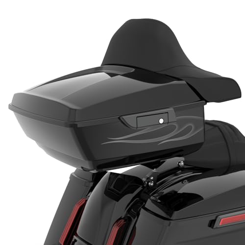 Advanblack 2025 Road Glide King Tour Trunk Pack Black Latch Wrap-Around Backrest Compatible with 1997-2025 Harley Touring Road Glide, Street Glide, Electra Glide (Midnight Firestorm) - color: Midnight Firestorm