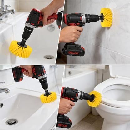 Drill Brush, Carpet Cleaning Brushes, for Floor, Grout, Car Mats, Tile, Bathroom, Carpet - color: Yellow Medium Bristles (Nylon)