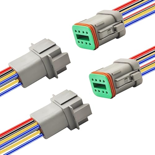 14 AWG 8 Pin DT Connector, 8 Wire Automotive Waterproof Electrical Connectors, 14 Gauge Male and Female Quick Connect Harness for Car Truck Boat -2 Pack - style: 8 Pin
