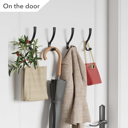 saffruff 8-Pack Wall Mount Coat Hooks, Heavy Duty Metal Hooks for Hanging Clothes, Backpack, Bag,Towel & Jacket, Strong 30 lbs Hold Closet Hanger, Black - color: Black, size: 8 Pack