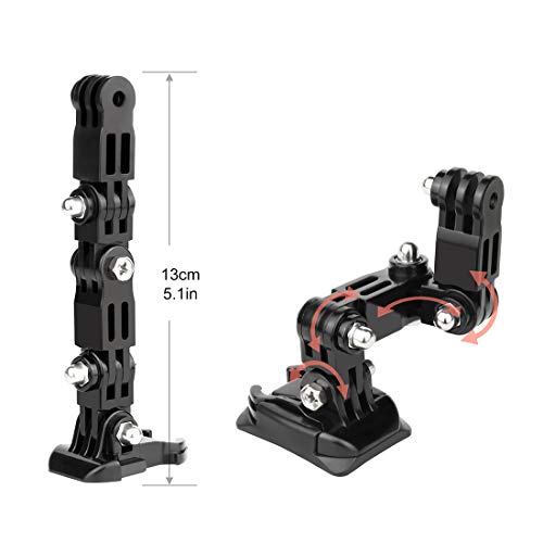SOONSUN Motorcycle Helmet Chin Mount Kits for GoPro Hero 13 12 11 10 9 8 7 6 5 4 Hero Session, AKASO, SJCAM, Osmo Action Camera – Includes Adhesive Pads Flat Curved J-Hook Mount