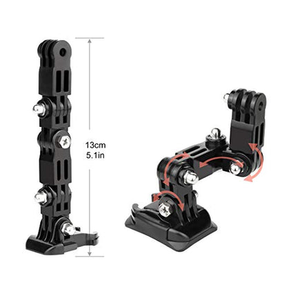 SOONSUN Motorcycle Helmet Chin Mount Kits for GoPro Hero 13 12 11 10 9 8 7 6 5 4 Hero Session, AKASO, SJCAM, Osmo Action Camera – Includes Adhesive Pads Flat Curved J-Hook Mount