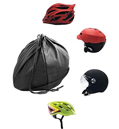 18.5" x 16.5" Storage Bag for Helmet, Carrying Case for Motorcycle Riding Bicycle Sports Multi-purpose Locking Drawstring Bags 47 x 42 cm Black