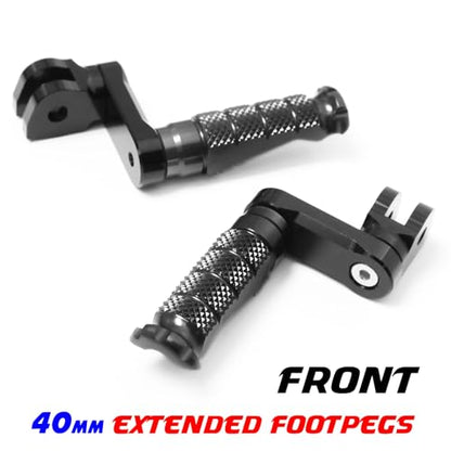 MCMOTOPARTS R-FIGHT Black Front Footpegs 1.5 inch Extended Foot Pegs Compatible with ER-6F 2006-2008 06 07 08 - color: Black, size: 1.5 inch Extension (40mm)