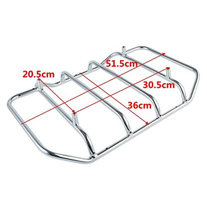 XFMT-moto-part King Trunk W/Black Latches Backrest Chrome Luggage Rack LED Light For Harley Touring Trunk Road King Street Glide Road Glide Electra Glide 2014-2025 - color: W/ Black Latches Red Lens Light & Chrome Rack