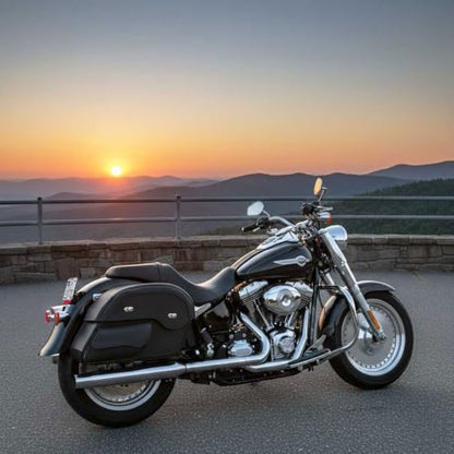 Milwaukee Leather MP8305 Black PVC Cruiser Style Slant Pouch Throw Over Saddlebags - One Size