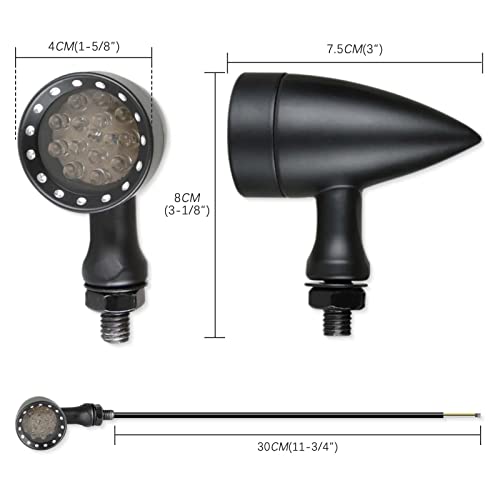 Rich Choices 2pcs Black 15 LED Motorcycle Stop Brake Running Turn Signal Indicator Amber Lights Compatible with Street Bike Chopper dirt bike scooter Cafe Racer (Black-Amber&Red Light) - color: Black-Amber&Red Light