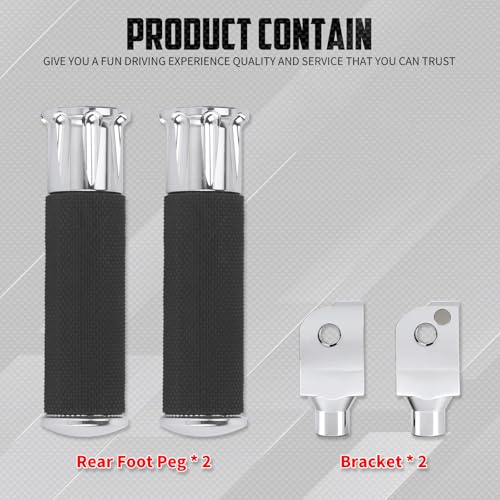 Motorcycle Passenger Foot Pegs Rear Footrest Fit for Softail Breakout 114 FXBR Deluxe FLFB Low Rider FXLR Street Bob FXBB FXDR LiveWire (Chrome) - color: Chrome