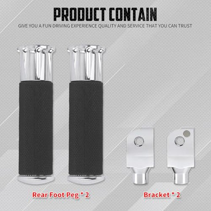 Motorcycle Passenger Foot Pegs Rear Footrest Fit for Softail Breakout 114 FXBR Deluxe FLFB Low Rider FXLR Street Bob FXBB FXDR LiveWire (Chrome) - color: Chrome