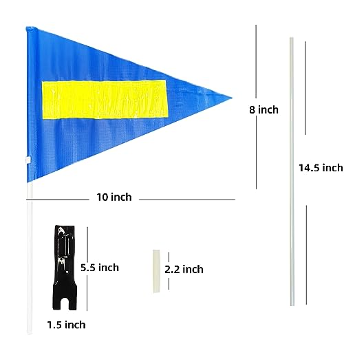 Bike Safety Flag with Pole 2 Sets, 6-Foot Adjustable Height Sturdy Fiberglass Tear-Resistant Waterproof Orange Safety Flag (Blue + Reflective Strip) - color: Blue + Reflective Strip