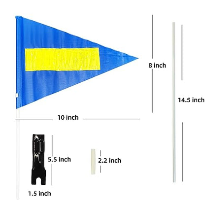 Bike Safety Flag with Pole 2 Sets, 6-Foot Adjustable Height Sturdy Fiberglass Tear-Resistant Waterproof Orange Safety Flag (Blue + Reflective Strip) - color: Blue + Reflective Strip