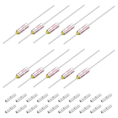 MECCANIXITY 10 Pcs Metal Temperature Thermal Fuse SF95 95C 203F 10A 250V Cutoff Thermal Fuse with 20 Pcs BN1.25 Bare Terminal Butt Connector - style: SF95