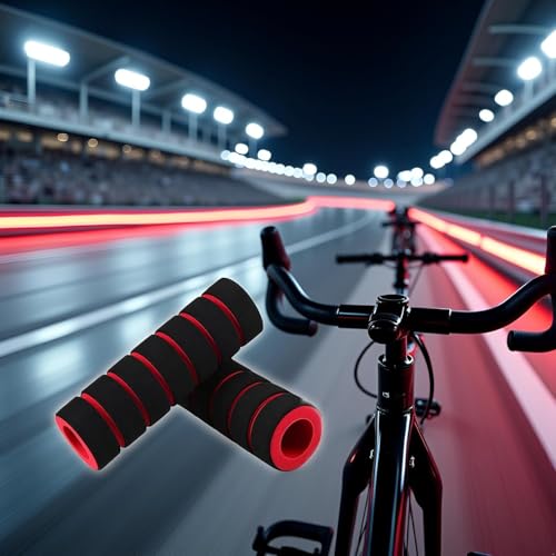 Red Non-Slip Foam Handlebar Grips for Bicycle and Motorcycle ?Soft, Durable Sponge Grip Covers for Cycling, Road Racing, Brake Lever Protection ?Comfortable Handlebar Tapes