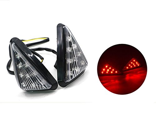Triangle Flush LED Motorcycle Turn Signals Blinkers Indicator Lights 1 Pair (Red) - color: Red