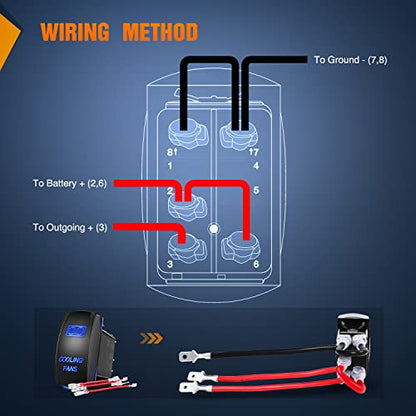 Nilight Cooling Fans Rocker Switch Led Light Bar 5Pin Laser On Off SPST switches 20A/12V 10A/24V Blue with Jumper Wires Set for Cars Trucks RVs - color: Blue, size: COOLING FANS