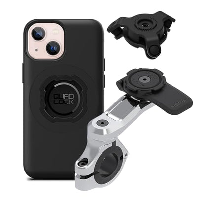 Quad Lock Motorcycle Handlebar Phone Mount PRO Chrome with Vibration Dampener and MAG Phone Case for iPhone 13 Mini - size: iPhone 13 Mini