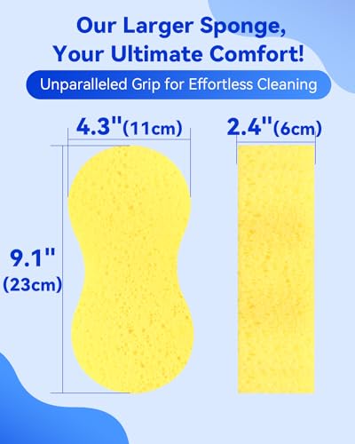 Temede 5-Pack Car Wash Sponges, 9.1" x 4.3" x 2.4" Large Sponges, Extra Thick Foam Kit for All-Purpose Cleaning, Ideal Washing Sponges for Kitchen, Bathroom, Household