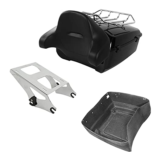 TCMT 13.7" King Motorcycle Trunk Backrest Pad Luggage Rack Two Up Mount Rack Fit For Harley 2014-2025 Touring CVO Road King Road Glide Street Glide Electra Glide Pack - color: Style C Chrome 2 Up Rack#1