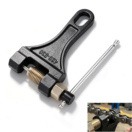 1 PC Motorcycle Chain Breaker, 420-530 Roller Chain Tool with Fixed Slot Design, Metal Pin Ejector for Chain Removal, Universal for Most Motorcycles (Black)