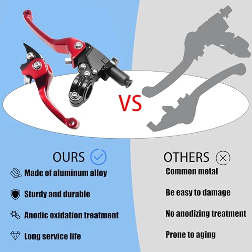 7/8inch 22mm Universal Motorcycle Clutch Brake Lever Folding Levers for 50/110/125/140/150cc Dirt Pit Bike SSR RFZ 125 DBX18/19 Xpro Coolster Thumpstar Baja Apollo (Red) - color: Red