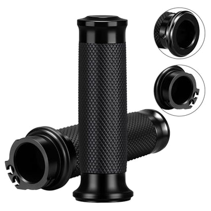 Motorcycle Black Hand Grips 1 Inch Handlebar Grips Universal Compatible for Harley Honda Kawasaki Suzuki Yamaha Bobber Chopper Cafe Racer