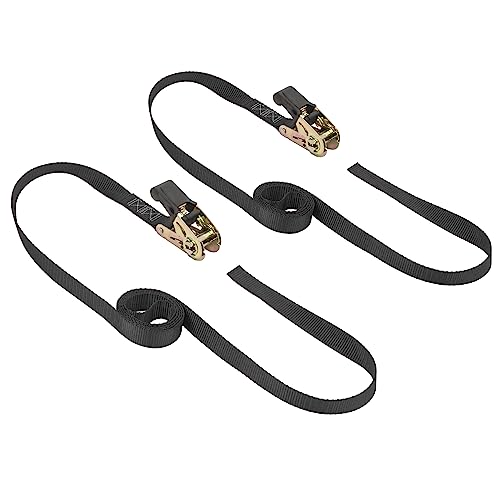 PowerTye MFG - Endless Ratchet Straps - 1in x 7ft No Hooks, Premium Tie Down Straps for Motorcycle, Kayak, Truck & Trailer Use with Continuous Loop Design, 400 lb Working Load, Black 2-Pack - color: Black, size: 1in x 7ft