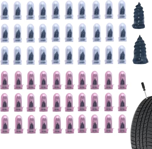 60PCS Tire Repair Rubber Nail, Vacuum Tire Repair Spiral Rubber Screws Kit, Self-Service Tire Screw Plugs Quick Repairs Tool for Car, Motorcycle, Truck, Tractor Tires Puncture Repair - size: 60 PCS