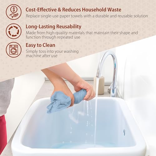 H4N Microfiber Cleaning Cloth Roll, 85 Pack Micro Fiber Wash Cloths for Car, Tear Away Towels, Ultra Absorbent Dish Rags, Non-Abrasive, Reusable and Washable Household Supplies, 11.81" x 11.81", Blue - color: Blue