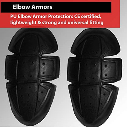 Jackets 4 Bikes Motorcycle Jacket Armor 5 PC CE Certified Level 1, Universal Fit, Shoulder Elbow Back 5PC Set Black - color: Black