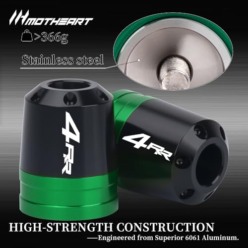 Motorcycle Handlebar End Weights For Ninja ZX-4RR 2023-2025 Heavy Duty Stainless Steel & Aluminum Bar Ends with Vibration Dampers Universal 8mm Fit Accessories (Green) - color: Green