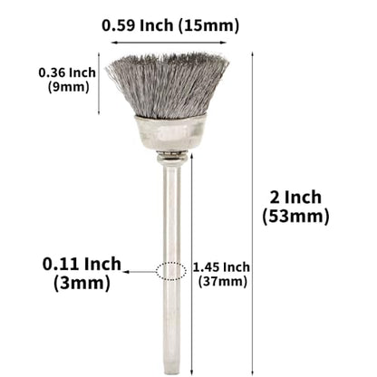 60-Piece Wire Brush Set - Metal Rust Removal, Polishing, Cleaning - Shaft 1/8″ (3mm) - Removes Burrs, Dust, and Oxide Layer - Handles Rough Surfaces - Designed for Industrial and DIY Enthusiasts - style: Set of 60 Wire Brushes