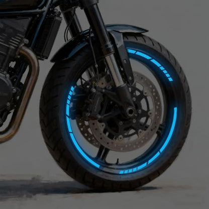 12PCS Reflective Car Wheel Stickers, Night Safety Warning Bicycle Stickers, Anti-Scratch Reflective Rim Decals for Car Motorcycle Cycling Bike (Blue) - color: Blue