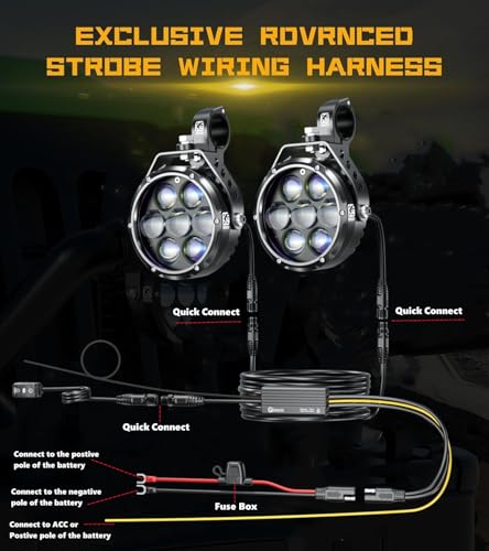 Kewig 4.5 Inch Motorcycle Auxiliary LED Fog Light 90W Amber White Driving Spotlight Kit With Mount Brackets Wire Harness Waterproof Offroad Fit for Motorcycle Jeep Car Truck