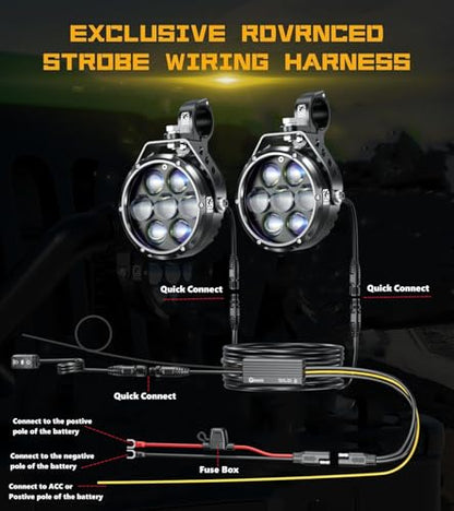 Kewig 4.5 Inch Motorcycle Auxiliary LED Fog Light 90W Amber White Driving Spotlight Kit With Mount Brackets Wire Harness Waterproof Offroad Fit for Motorcycle Jeep Car Truck