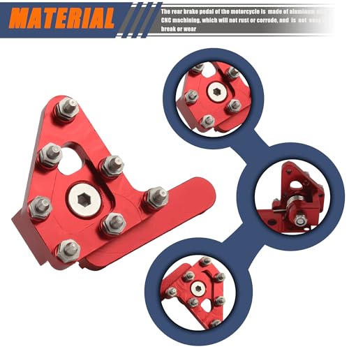 Motorcycle CNC Rear Brake Pedal Lever Step Tip Compatible with Enduro Motocross CRF CR RM RMZ WR YZ YZF EXC SX XC Red