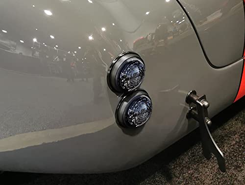 iJDMTOY Side Markers/Turn Signal/Reverse Backup Lamps For Classic 50s 60s Car Caravan Truck Motorcycle 12V 70mm Round Dome Shape Flush Mount Smoked Lens Amber Yellow LED - style: Smoked Lens Amber LEDs