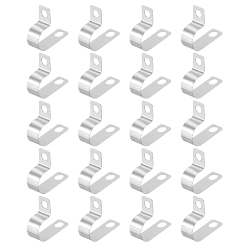 HARFINGTON 20pcs Metal Wire Clamp 9/16" Inch (14mm) R-Type Cable Clip 304 Stainless Steel Conduit Cable Clamp Cord Fastener Holder Strap Clip for Industrial Household Installation Pipe Wire - size: 9/16" (14mm)
