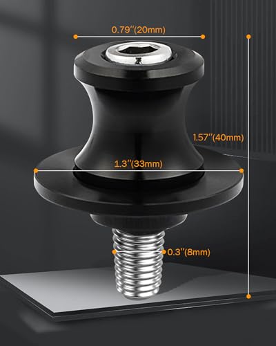 PBYMT 8MM M8 X 1.5 Motorcycle Swing Arm Spools Sliders CNC Swingarm Stand Screw Fit for Kawasaki Ninja ZX6R Z900 Vulcan, Triumph Trident 660, BMW S1000rr, Honda CBR 600rr, Suzuki GSXS (Black) - size: M8