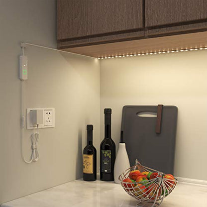 MYPLUS Under Cabinet Lighting Kit, 65.6Ft Dimmable Led Strip Lights with 1200 LEDs,24V, Low Power Safety Adapter, Flexible Tape Light for Kitchen Cabinet,Bedroom,Counter,Shelf (Warm White-3000k) - color: Warm White/3000K, size: 65.6FT/20M
