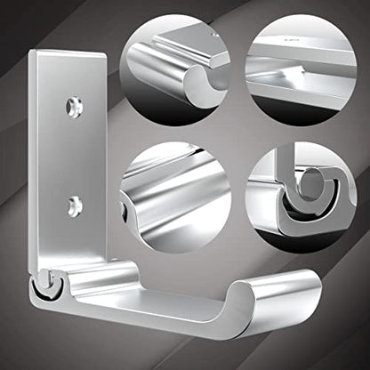 6Pcs 3'' Folding Coat Hooks Silver Foldable Hooks Aluminum Alloy Wall Hooks Headphones Holder Wall Mounted with 12pcs Screws Set for Hanging Coats, Bags, Hat, Towel, Keys - color: Silver