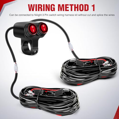 Nilight Motorcycle Handlebar Switch Plug and Play 12V ATV Light Switches Dual Push Button Waterproof ON Off for UTV Driving Lights Fits 22mm Handlebars - color: Motorcycle Handlebar Switch-Dual Control