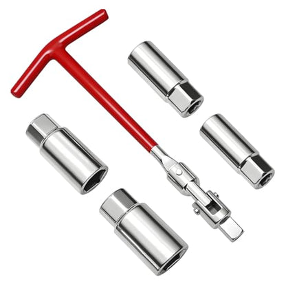 3PCS Car Spark Plug Socket Wrench T-Handle, 14mm 16mm 18mm 21mm Spark Plug Boot Removal Installer Tool, T-Bar Joint Socket Wrench Remover, Fits Motorcycle Small Motor Vehicle - size: 5PCS