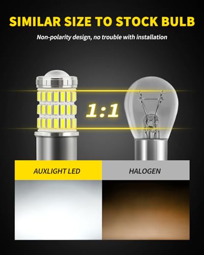 AUXLIGHT 2057 1157 2357 7528 2057A 1157A LED Bulbs Xenon White, Ultra Bright 60-SMD LED Replacement for Back Up/Reverse Lights, Brake/Tail Lights, Turn Signal/Parking or Running Lights (Pack of 2) - color: Xenon White